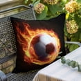 thumbnail image 5 of Flame Soccer Throw Pillow Cover Sports Black Background Abstract Art Cotton Linen Cushion Cover Throw Pillow Case with Invisible Zipper for Couch Sofa Bed Chair Car 24x24 Inch, 5 of 9