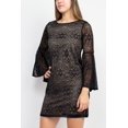 thumbnail image 2 of Emma & Michele Round Neck Circular Flounce Sleeve Bodycon Knit Dress-BLACK / M, 2 of 4