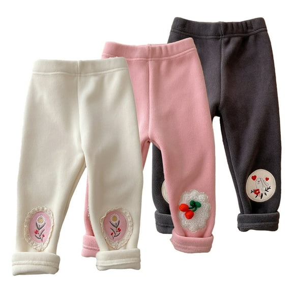 Esaierr Toddler Kids Fall Winter Leggings for Girls,Little Girls Fleece Lined Pants Thermal Trousers Full Length Pants Newborn Baby Casual Warm Winter Tights for 9M-6Y