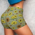 thumbnail image 4 of Logiee Sage Green With Sunflowers Print Women's Biker Shorts,Workout Gym Shorts,Scrunch Shorts,Tummy Control Hidden Scrunch Running Yoga Shorts-Medium, 4 of 8