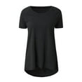thumbnail image 2 of QLEICOM Summer Short Sleeve Flowy Tunic Tops for Women, High Low Hem Boho Kaftan T Shirt, Plus Size S-5XL Round Neck Blouse Tee Tanks Tunics, Gifts for Mom on Clearance, 2 of 4