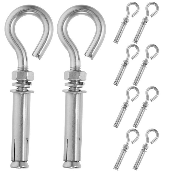 OUNONA  10 Pcs Concrete Eye Bolt for Wall Expansion Anchor Eyebolt Silver
