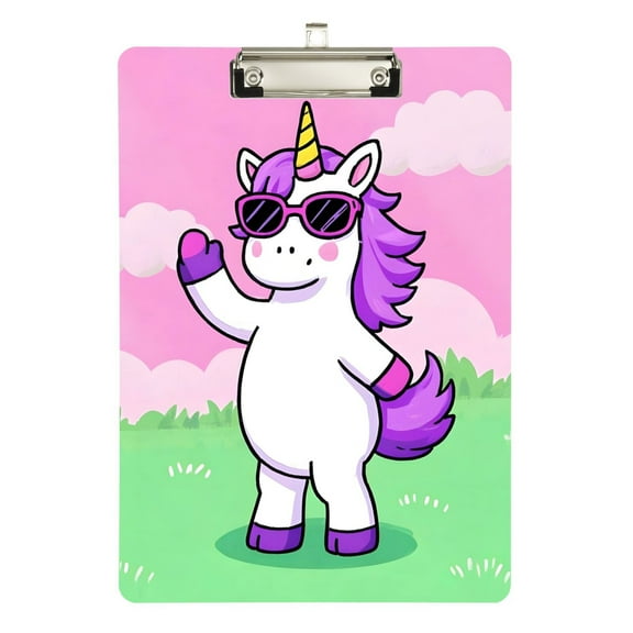 ALAZA Plastic Clipboard A4 Letter Size Decorative Clipboards for Students Women Men 9" x 12.5" Unicorn-u3