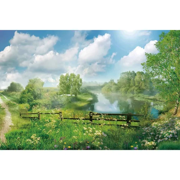 Spring Forest Gard Photography Backdrop Gre Tree River Flower Blossom Photo Studio Background Home rations Props