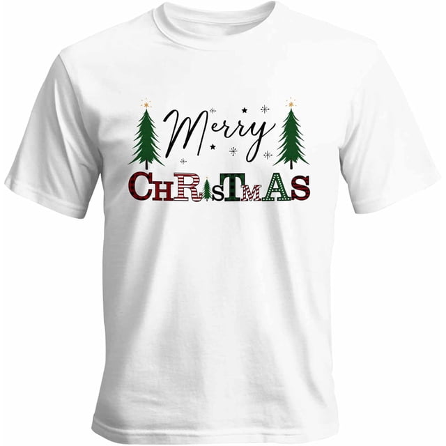 Camisetas gráficas informales de manga corta con copos de nieve y árbol de Navidad para hombre