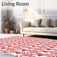 thumbnail image 2 of ODIKA 5'x7' Machine Washable Non-Slip Area Rug, Festive Cane Swirl Half Moon Accent with Leaf Motif High Traffic Rug, Red, 612815, 2 of 7
