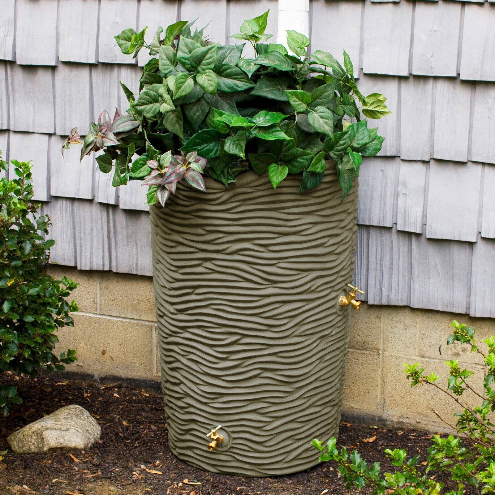 Good Ideas Impressions Palm 65 Gallon Rain Saver - Khaki