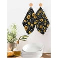 thumbnail image 2 of Black Yellow Sunflower Kitchen Dish Towels for Drying Dishes Set of 3, Summer Botanical Farmhouse Floral Waffle Weave Microfiber Hand Tea Bathroom Towels Quick Dry & Absorbent Towel 12x12, 2 of 7
