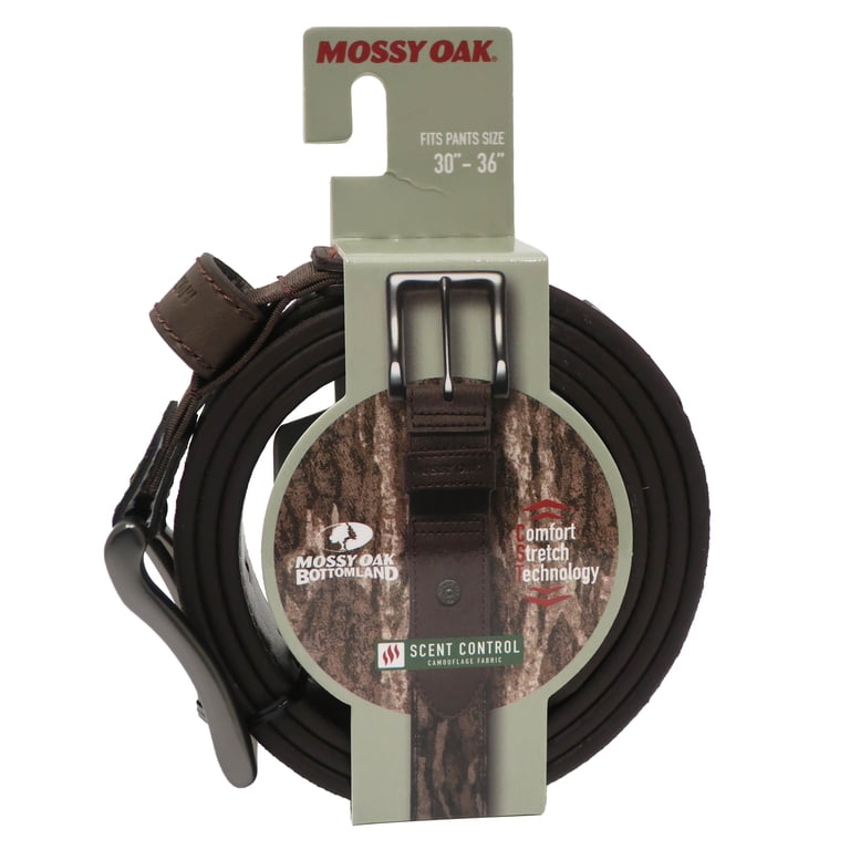 Mossy Oak Men's Bottomlands Stretch Belt Brown Tab Size S/M, Size: Small/Medium