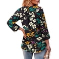 thumbnail image 7 of Delconic Women’s Casual Floral Print V Neck Three Quarter Sleeve Loose Fit Blouse Top for Everyday Wear and Comfortable Style Multicolor XL, 7 of 7
