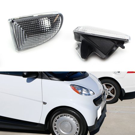 73 Front Side Marker Lens iJDMTOY A Pair LH RH OEM-Spec Dark Clear Lens Front Side Marker Lamps For 2007-2015 Smart Car Fortwo ()