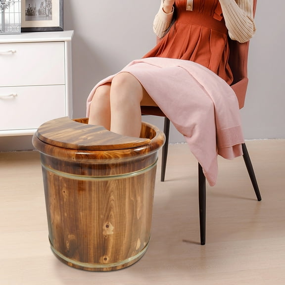 43*43*41cm Floortanding Solid Wood Footbath Bucket Footbath Barrel Brown Wooden Footbath Bucket home use foot spas bath centers