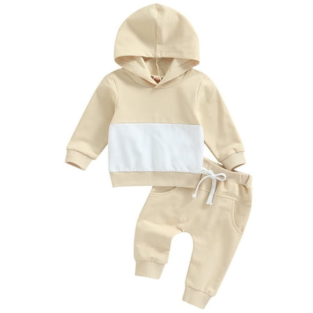 

Calsunbaby Kids Toddler Baby Boy Patchwork Sweatshirts Hoodie Tops and Pants Suit Fall Winter Clothes Outfits 12-18 Months