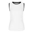 thumbnail image 7 of Tmtolofot 2024 Fashion Summer Ringer Tshirts For Womens Solid Color Round Tops Women Casual Cami Top Stitching Pattern Fitted T-Shirt Running Vests Ladies Tank Tops Knitted,1_White,X-Large, 7 of 7