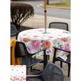 thumbnail image 5 of Outdoor Tablecloth with Umbrella Hole for Patio/Picnic/Party/Camping, Pink Orange Roses Waterproof Table Cloth Square Cover Washable, Farmhouse Spring Summer Flowers Butterfly (54"x 54"), 5 of 9