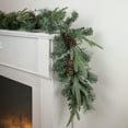 thumbnail image 2 of Northlight Pre-Lit Battery Operated Mixed Pine Christmas Garland - 6' x 9" - LED Cool White Lights, 2 of 3