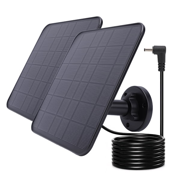 12W Solar Panel for Security Camera, Compatible with Micro USB and Type C Port Outdoor Rechargeable Battery Camera, Solar Panel Charger w/ 9.8ft Cable, Adjustable Wall Mount, IP65 Waterproof, 2 Pack