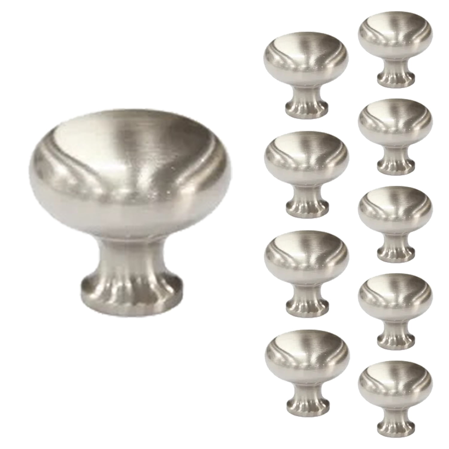 Set Of 10 Satin Nickel Round Knobs Drawer Knobs Dresser Knobs