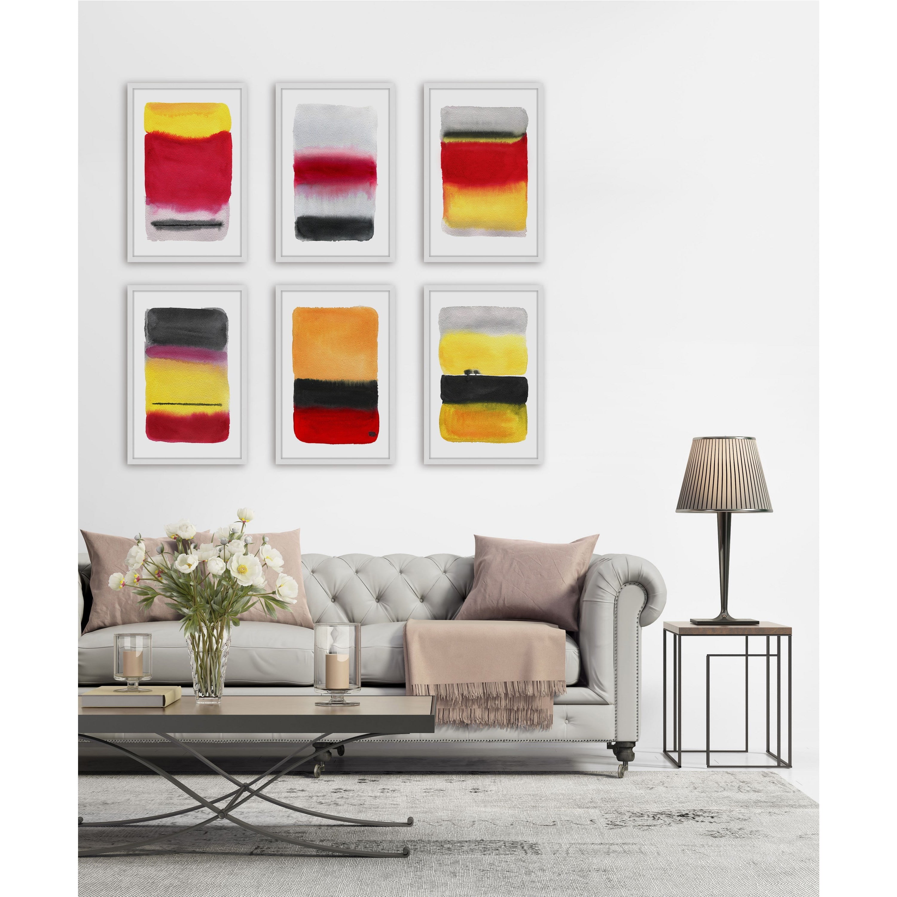 Red Splashes Hexaptych