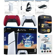 Sony PlayStation 5 Astro Bot Slim Digital Bundle with Disc Drive, Pulse Elite Headset, Extra Controller, Vertical Stand, MightySkins Voucher and 2 Year Extended Warranty - Volcanic Red