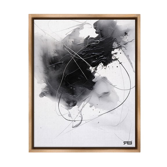 Stupell Industries Contemporary Watercolor Smear Abstract Painting Brown Floater Framed Canvas Art Print Wall Art, 25 x 31