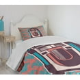 thumbnail image 4 of Ambesonne Paisley Quilted Bedspread Set 2 Pcs, Retro Music Box Party, Twin Size, Dried Rose Turquoise, 4 of 6