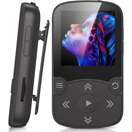 64GB MP3 Player with Clip, A65 Bluetooth 5.3 Lossless Sound with FM Radio, Voice Recorder for Sport Running, Supports up to 128GB TF Card, Black