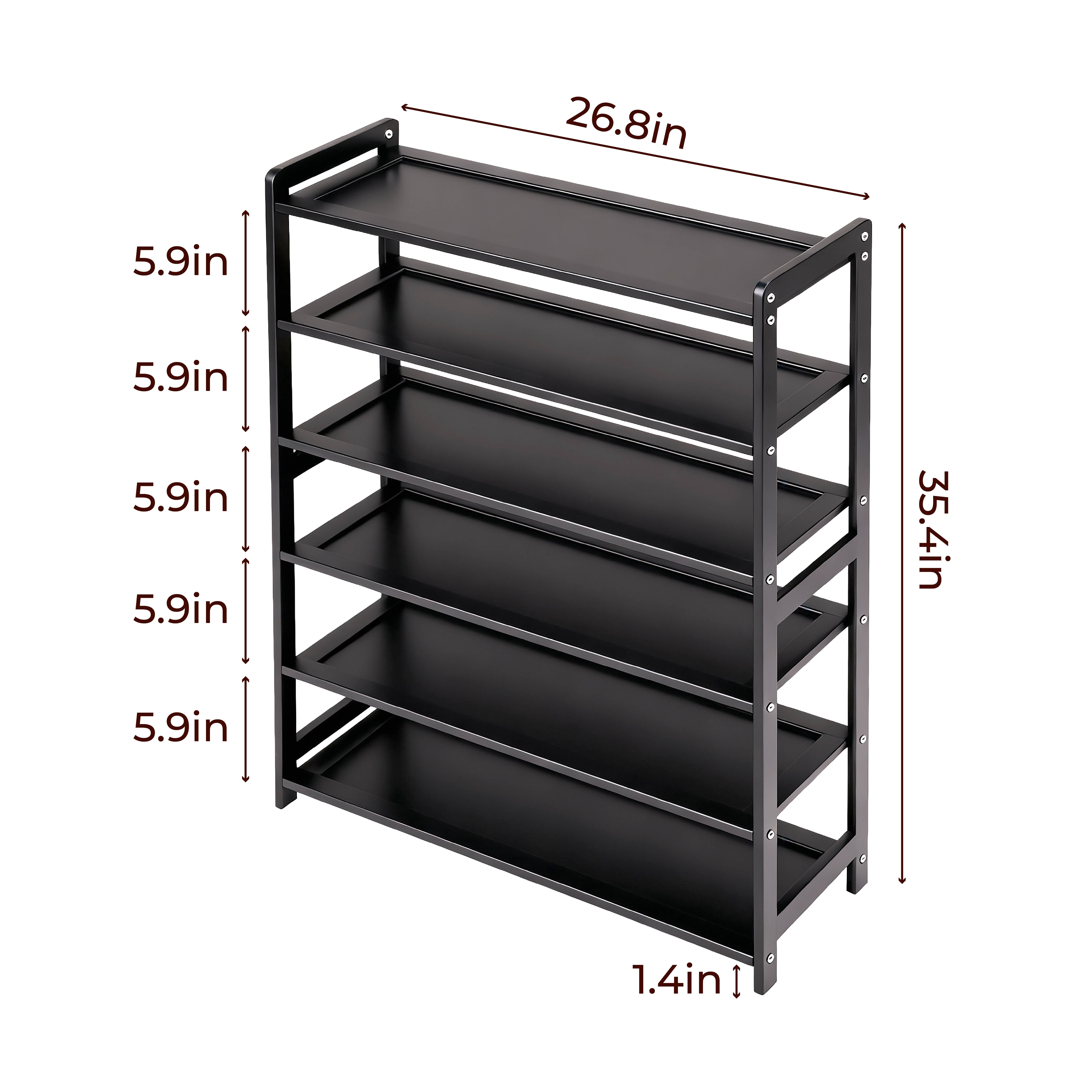 Zimtown Bamboo Shoe Rack, 6 Tier 24 Pairs Shoe Storage Organizer Space Saving for Entryway Home, Black