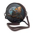 thumbnail image 2 of Zufioo Steampunk Mechanical Butterfly Print Leather Shoulder Round Bag, Waterproof Leather Crossbody Bag, Detachable Shoulder Strap and Carrying Loop, Women's Luggage Accessories-One Size, 2 of 5