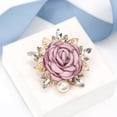 thumbnail image 4 of GROFRY Women Brooch 3D Rose Leaf Faux Pearl Rhinestone Lapel Collar Pin Bag Scarf Hat Decoration Brooch Prom Party Jewelry, 4 of 8