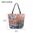 thumbnail image 5 of FORMRS Womens Canvas Tote Bag with Zipper Inner Pocket Shoulder Handbag, Orange Vibrant Flowers, 5 of 7