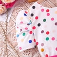 thumbnail image 6 of MHZLDYZ Kids Summer Clothes Girl's Middle And Older Colorful Polka Dot Short Sleeve Top Short Sleeve Shirt Dress Pants Set Clothes for Girls 6T Girls Clothes Girls Short Sets(White,140), 6 of 6