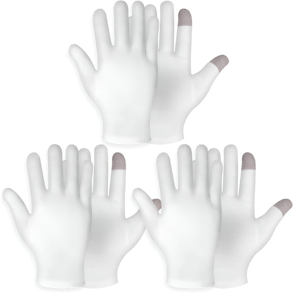 TELOLY 2026 New 3 Pairs White Cotton Moisturizing Gloves Spa Touch Screen Gloves Overnight Bedtime Moisturizing Hands Gloves Dry Hands Lotion Gloves Eczema Gloves for Men Women (3 Pair)