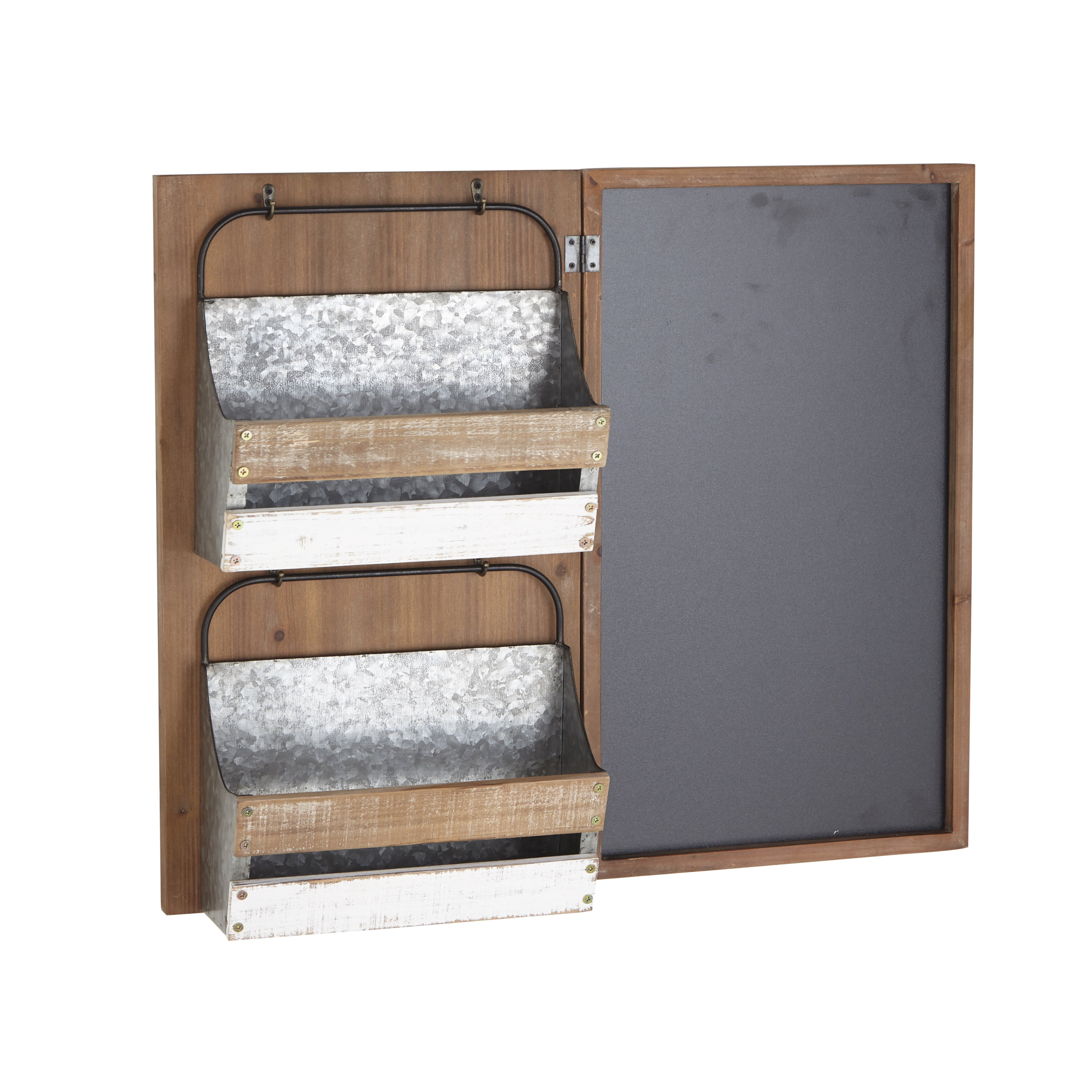 DecMode 28" x 23" Brown Wood Farmhouse Magazine Rack Holder