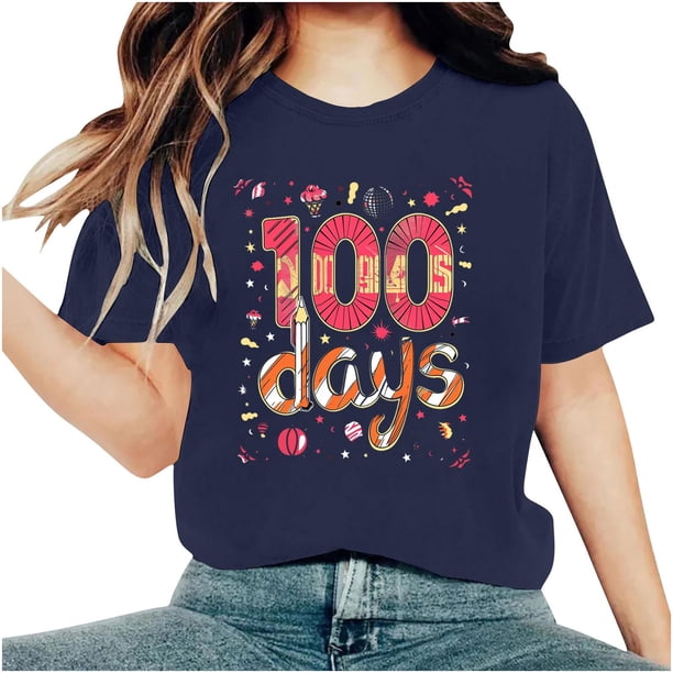 Camisetas de Cuello de Tripulación de Manga Corta para Mujeres Carta Impresa Camiseta 95% Poliéster 5% Spandex, Manga Corta Cuello Redondo Top Casual para Diario