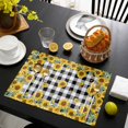 thumbnail image 3 of Yellow Sunflower Placemats Set of 12, Summer Bee Floral Black White Plaid Placemats for Dining Table, Place Mats for Kitchen Tabletop, Waterproof Wipeable Dining Table Mats Set, 3 of 9
