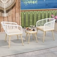 thumbnail image 4 of Gymax Ensemble Bistro de Patio 3 Pcs Ensemble de Mobilier de Conversation d'Extérieur en Osier PE, 4 of 9