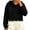 Black, variant on Women Crop Hoodie Scallop Hem Long Sleeve Drawstring Casual Hood Sweatshirt Pullover Fall Drawstring Hooded Tops S