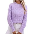 thumbnail image 2 of 2024 Big Clearance Clearance Black and Friday Oversized Sweaters Womens Plus Size Fayshow0 Women'S Casual Round Neck Long Sleeve Sweater Knitted Stripe Loose Blouse Tops, 2 of 9