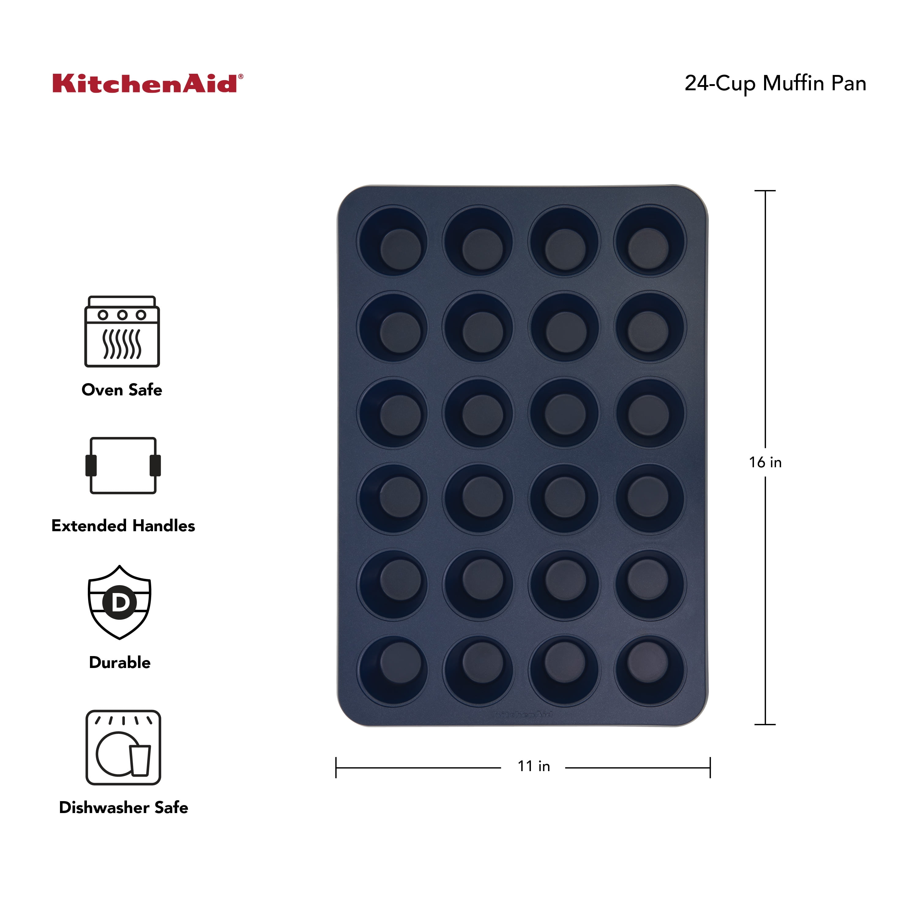 KitchenAid 24 Cup Silicone Mini Muffin Pan with Sled and Spatula 