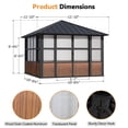 thumbnail image 4 of Modern Shade 12'x12' Solarium Sunroom Gazebo, TV Mount, Sliding Doors, Double Roof, Ventilated Wood Grain Aluminum Hardtop for Patio, 4 of 8