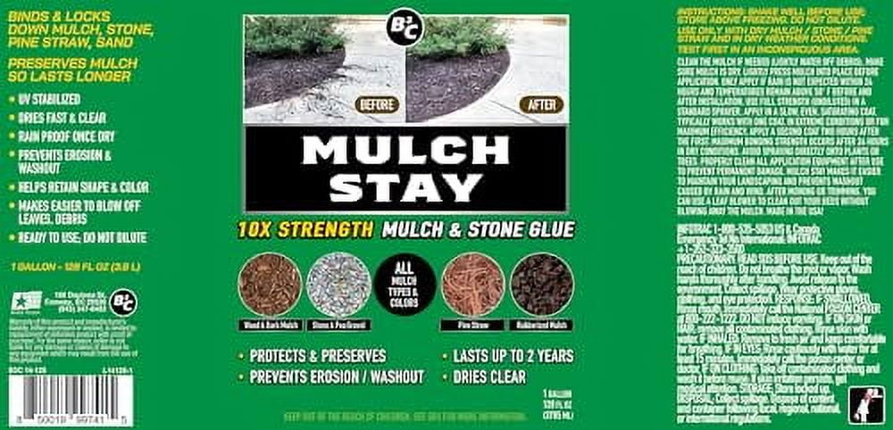 MULCH STAY Mulch Glue, Stone Glue & Preservative for Landscaping. 128 oz (2 PK) Preserves and - ALL Types of Mulch, Stone and Pine Straw, Lasts up to 2 yrs, Dries Clear, Rea