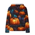 thumbnail image 6 of Womens Pumpkin Waffle Hoodie Sweatshirt,Halloween Hoodie for Women Casual Long Sleeve Cable Knit Pullover Sweaters Plus Size Sweatshirt Cozy Chunky Drawstring Hoodies, 6 of 6