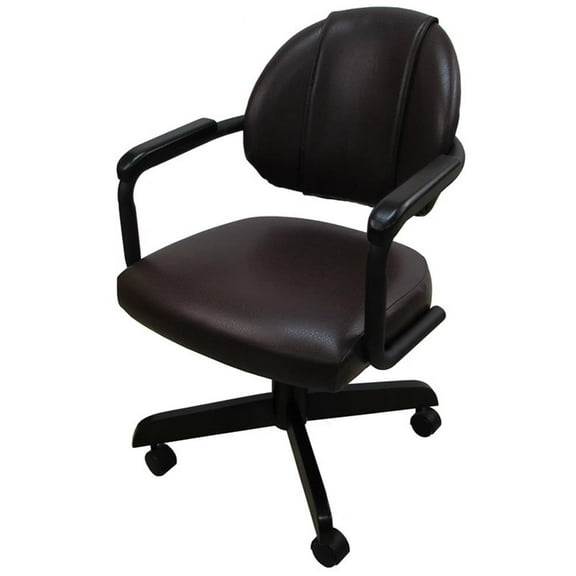 Tobias Designs 34" Swivel Metal Dining Chair with Upholstered Seat in Brown