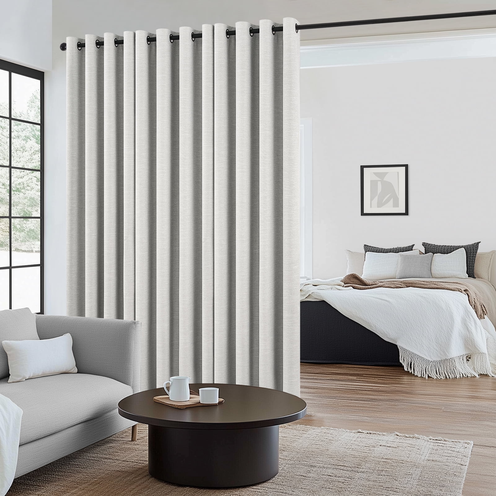 Top Finel Grommet Top Blackout Curtains, Grey Beige, 52" x 90", 2 Panels