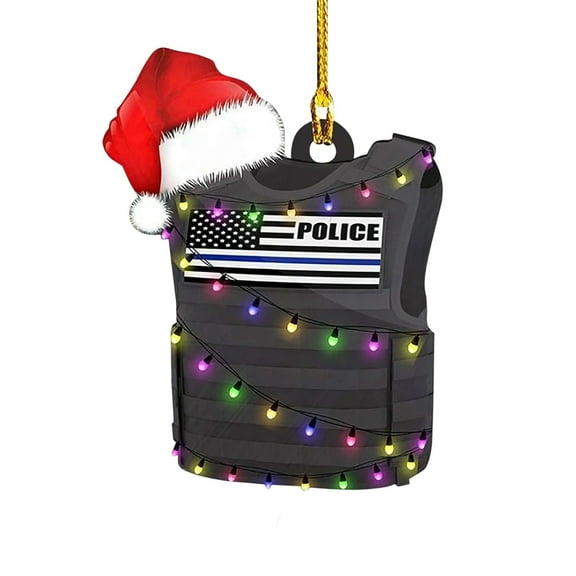 Personalized Police Vest Ornament,Christmas Tree Decor, Hanging Printed Ornaments Christmas Car Festival Decorations Custom,Husband, Son,Police Graduation or Retirement, Cop, Office