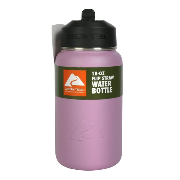 Ozark Trail 18 oz Stainless Steel Insulated Flip-Straw Water Bottle, Lilac