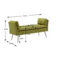 thumbnail image 7 of Upholstered Velvet Bench, Extra-Long Ottoman Footrest Stool with Padded Seat and Golden Metal Legs, Accent Bed Bench for Bedroom Entryway Living and Dining Room Hallway,Green, 7 of 7