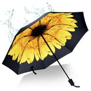 Ptlom Portable UV Protection Sunshade Sunshade Rainproof Windproof Men's Women's Adult Folding Umbrella with Pattern