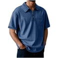 thumbnail image 2 of S-5X Plus Size Golf Shirts for Men Big & Tall Short Sleeve T-Shirts with Pocket and Zipper Collared Pullover Solid Color Washed Vintage Tees Tops, 2 of 6